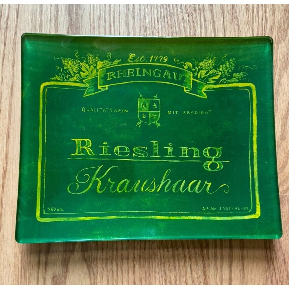 Riesling Kraushaar Wine Cheese Glass Serving Tray Platter Staehleng Rheingau NWT
